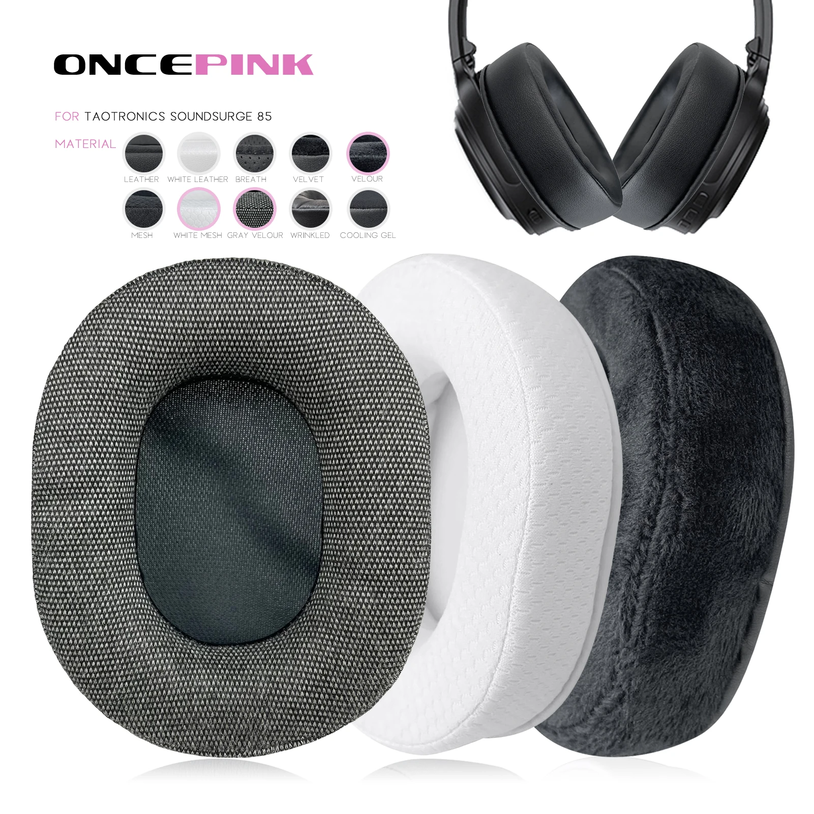 Oncepink için Yedek Kulak Pedleri Taotronics Soundsurge 85 90 Kulaklık Kalınlaşmak Yastık Earcups Kulaklık Earmuffs Görüntü 0