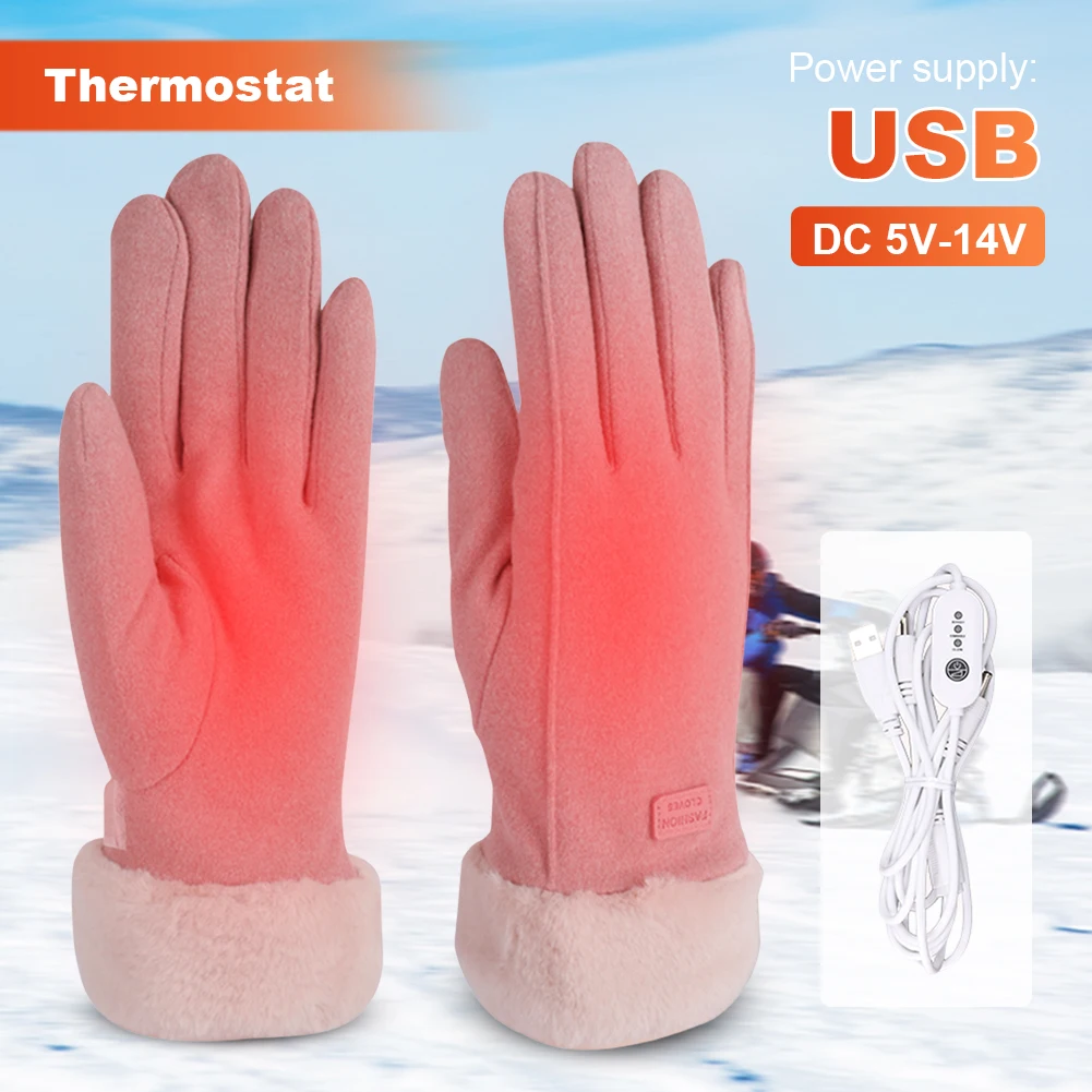 Motosiklet ısıtmalı eldiven kış kalınlaşmış sıcak ısıtmalı eldiven dokunmatik Ekran Motosiklet yarış bisiklet eldiveni kızlar için kayak sürme Görüntü 1
