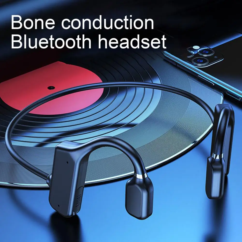 Moda kablosuz kulaklık Taşınabilir Kemik İletim Bluetooth Kulaklık Kulak Kancası Düz Renk Bluetooth Kulaklık Seyahat için Görüntü 3