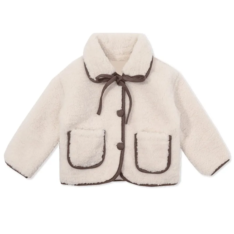1-8Yrs Çocuk Kız Jacekts Polar Polar Sıcak Yumuşak Ceket Kış Sonbahar Toddler Bebek Kız Kıyafet Çocuk Giyim Kore Giyim Görüntü 0