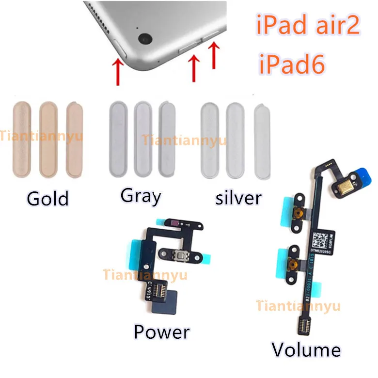 1 adet güç düğmesi esnek kablo İçin Mikrofon İle iPad 6 Hava 2 A1566 A1567 Ses Anahtarı Yan Düğme Bağlayıcı Şerit Parçaları Görüntü 0