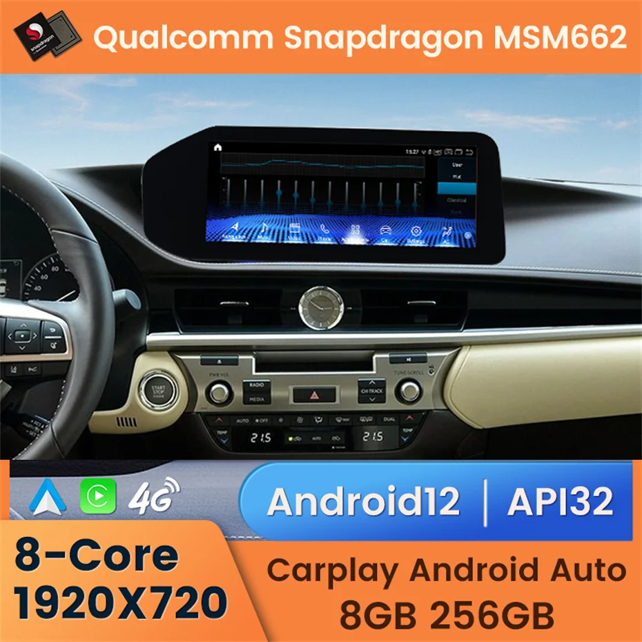 12.3 inç Android 12 Lexus ES ES300 ES250 ES350 ES300h 2012-2018 Otomatik Gps Navigasyon Araba Radyo 4G Araba Video Oynatıcı Stereo Görüntü 0