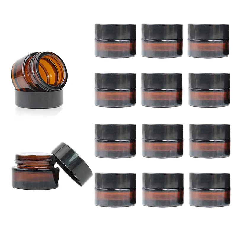 12 Adet / paket 5g Amber Kozmetik Yüz Kremi Doldurulabilir Şişeler Taşınabilir Boş Makyaj Kavanoz Pot Seyahat Ev Konteyner saklama kutusu Görüntü 0
