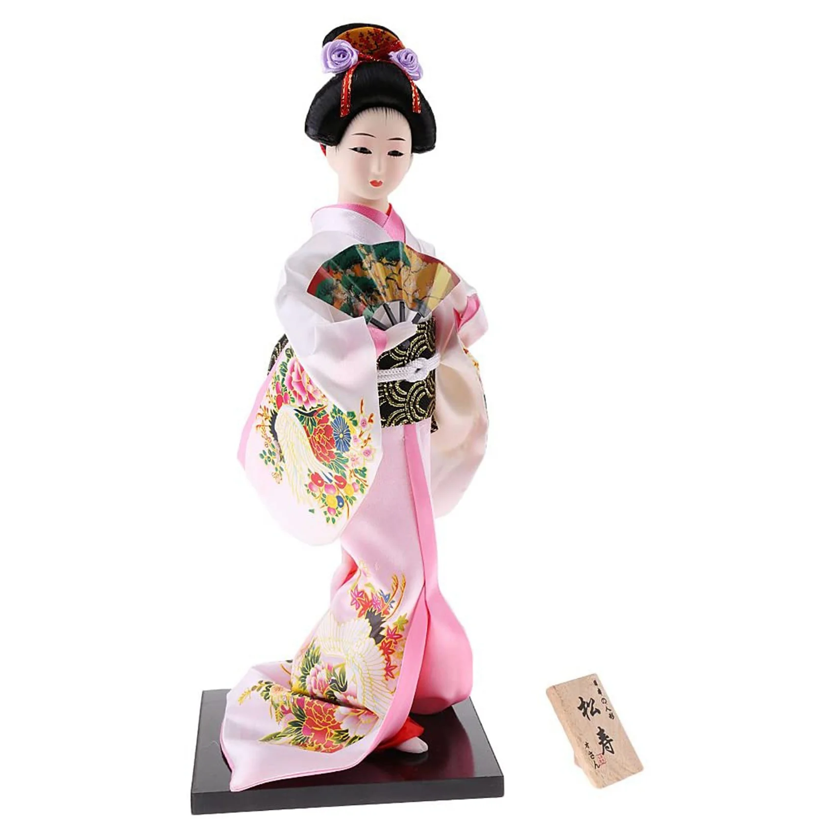 12 İnç Japon Kimono Bebek Geyşa Heykelcik Fan Süsler Hediye Sanat Zanaat Kolleksiyon Pembe Bez Hediye Kız için Görüntü 0