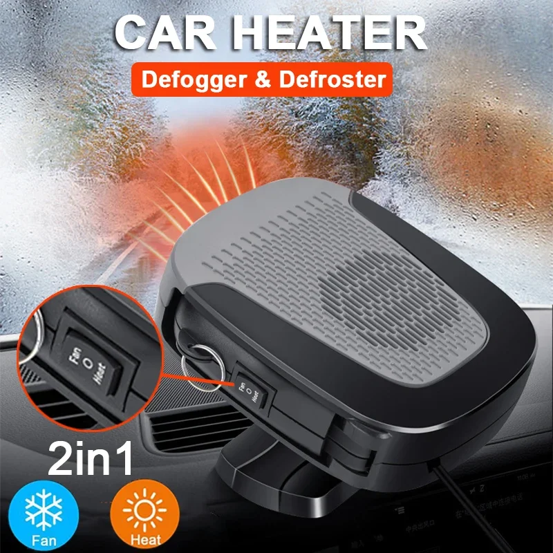 12V Taşınabilir oto kaloriferi 12V 150W araç ön camı Buğu Çözücü Buz Çözücü hızlı ısıtma Soğutma Fanı Kış araba ısıtma Görüntü 0