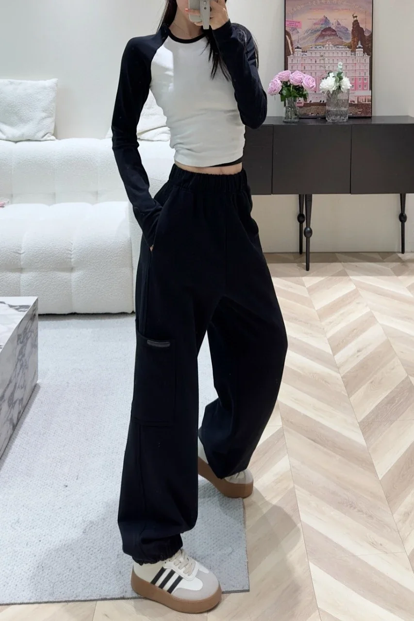 166253 Moda Klasik Moda Lüks Tasarımcı Sonbahar / Kış Yeni Rahat Gevşek Düz Pantolon Pantolon Kadın A2 Görüntü 0