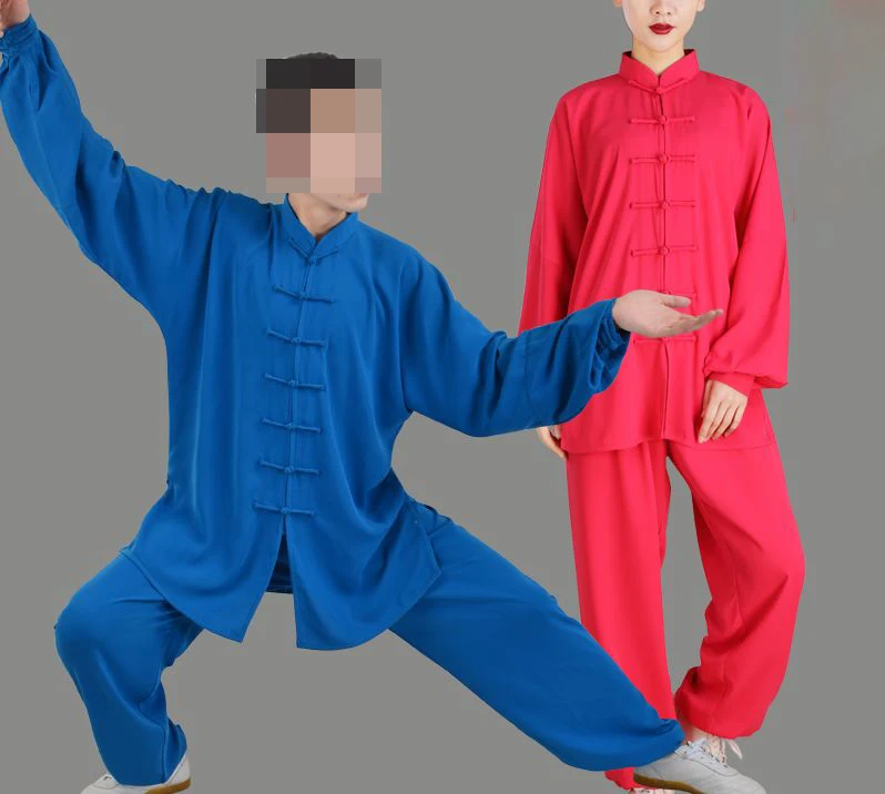 17 renk yüksek kaliteli Dövüş sanatları wushu giyim kung fu takım elbise tai chi üniformaları taiji kostümleri mavi/pembe / kırmızı Görüntü 0