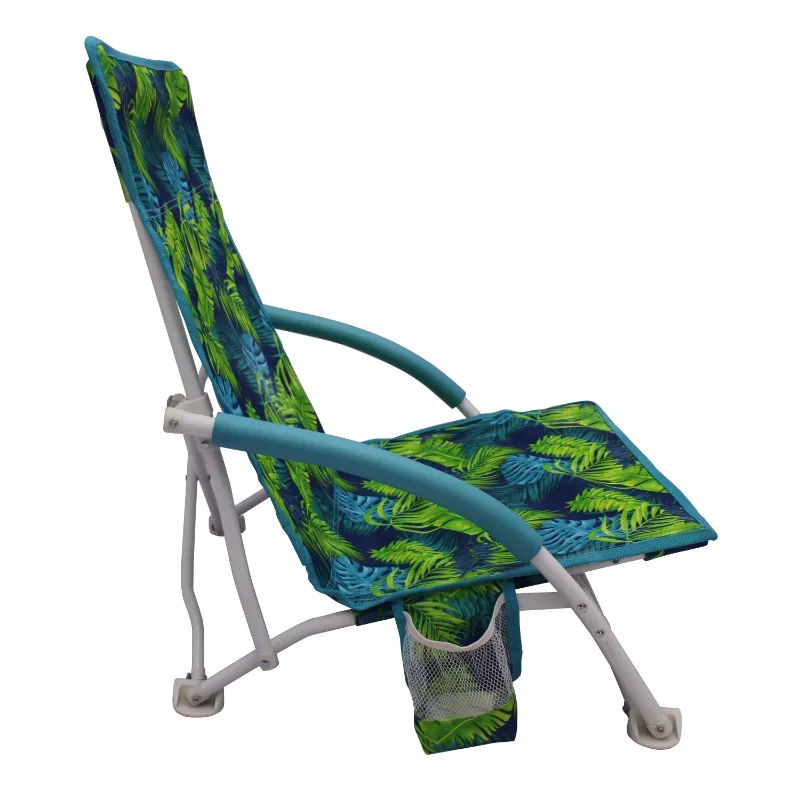 2-Pack Dayanakları Katlanır Düşük Koltuk Yumuşak Kol Plaj Çantası Sandalye Taşıma Çantası ile, Yeşil Palmiye Görüntü 0