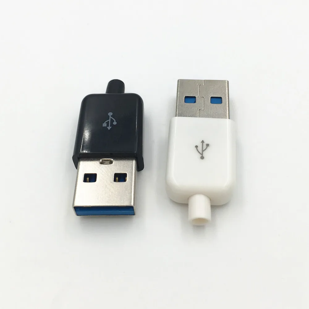 2 Takım DIY USB 3.0 A Erkek 4Pin Fiş Kaynak Tipi Soket 3 in 1 Konnektör Lehimleme Adaptörü Beyaz Siyah Görüntü 0