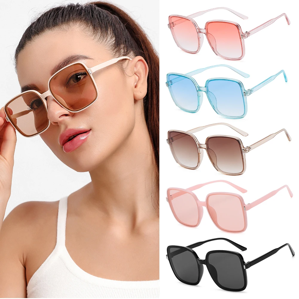 2021 Yeni Kadın Lüks Vintage Kare güneş gözlüğü Klasik UV400 Büyük Çerçeve Gözlük Renkli Büyük Boy Güneş Gözlüğü Sürücü Gözlük Görüntü 0