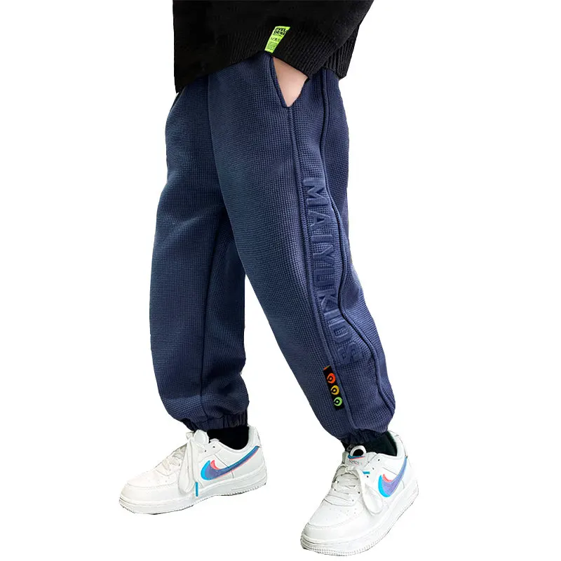 2023 Bahar Rahat Mektup Desen Pantolon Çocuk Düz Renk Spor Gevşek Uzun pantolon Çocuklar İçin Genç Erkek 5 6 7 8 9 10 11 12 14Yrs Görüntü 0