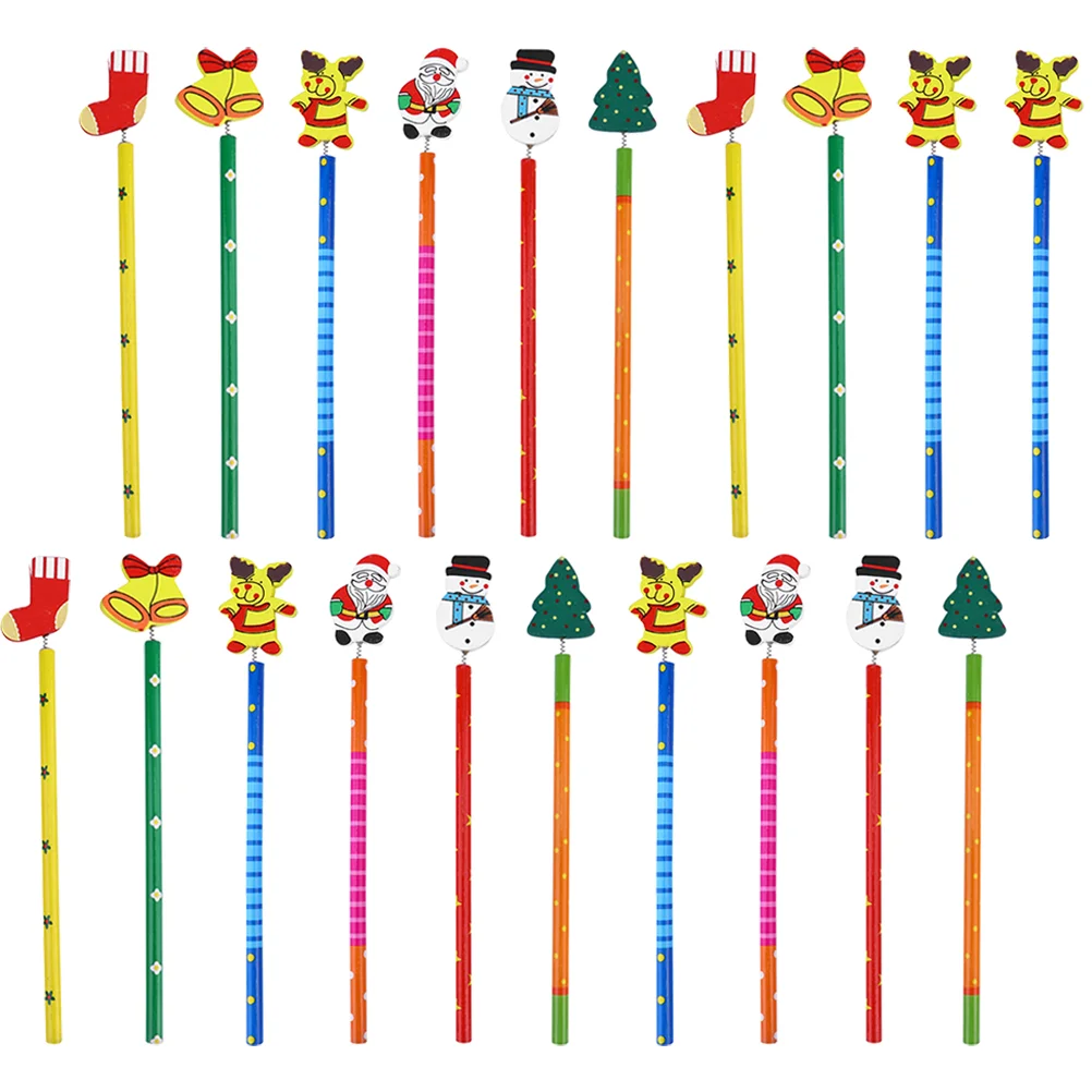 25 Adet Kalem Sevimli Kırtasiye Mekanik Noel Çocuklar Ahşap Kalemler Taşınabilir Görüntü 0