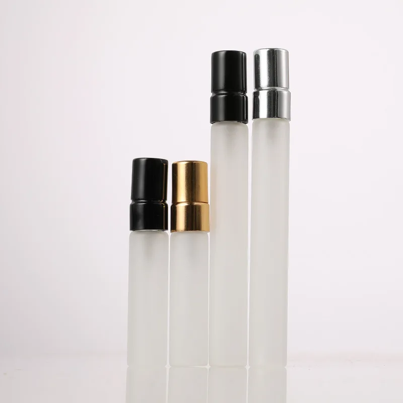 300 Adet/grup 5ml 10ml Sprey Şişesi Buzlu Cam İnce Sis Atomizer Taşınabilir Örnek Parfüm Taşınabilir Makyaj Aracı Alüminyum Kapaklı Görüntü 0