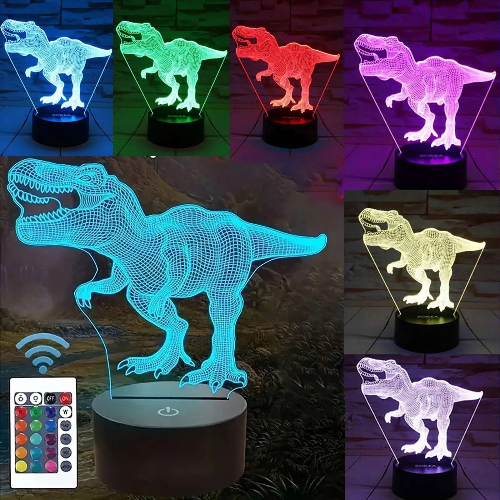 3D gece lambası Masa Lambası Uzaktan Kumanda İle 16 Renk Değiştirme RGB Ortam yatak odası lambaları Festivali Ev Başucu Oyun Görüntü 0