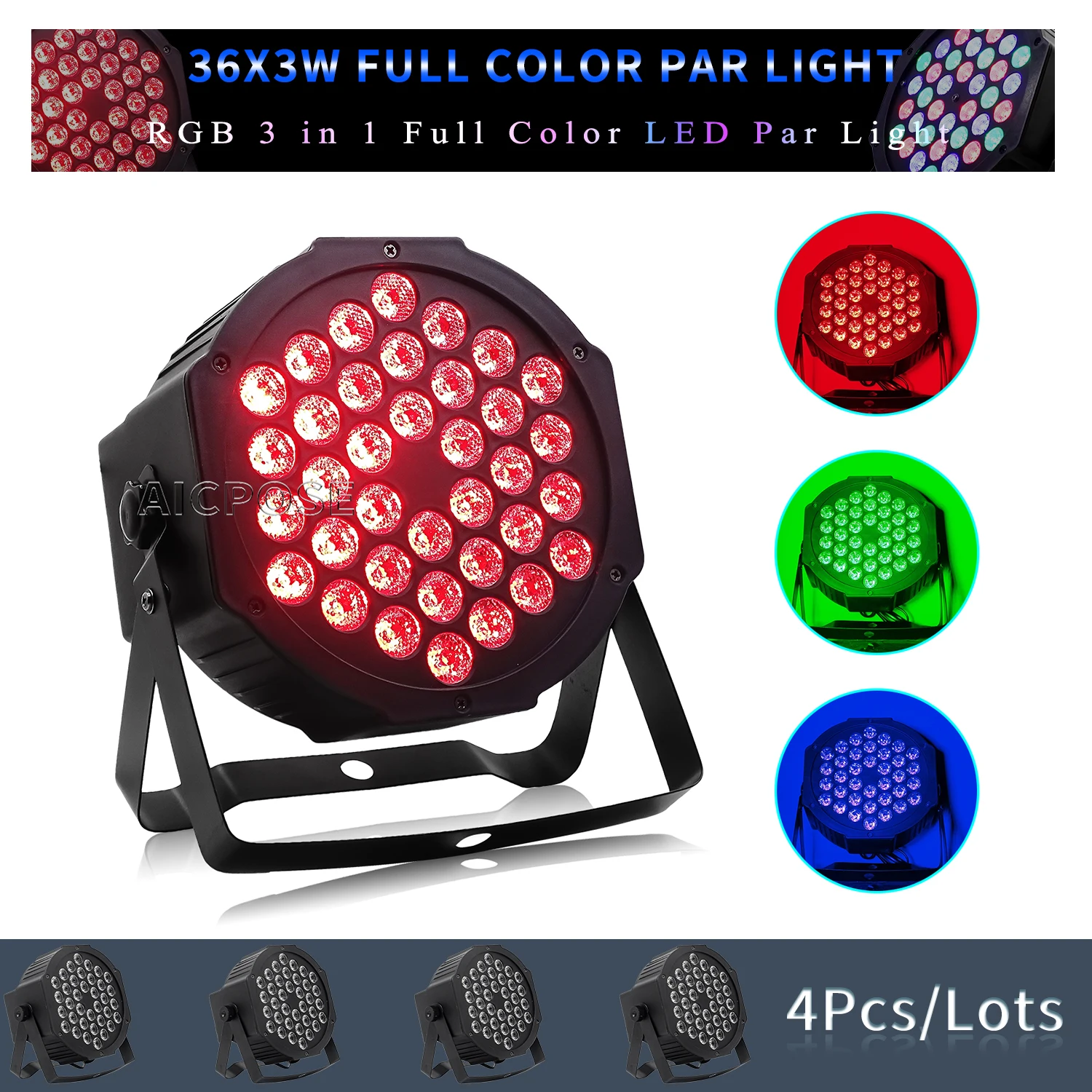 4 Adet / grup 36x3W LED Par ışık RGB 3 in 1 Düz Panel Sahne ışığı DMX512 Kontrol DJ Disko Parti Düğün Dans pisti aydınlatması Görüntü 0