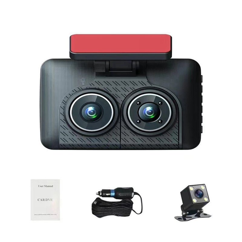 4 İnç 1080P Üç lensli araba Kaydedici Park İzleme Yedekleme Video Fonksiyonu HD Gece Görüş Kaydedici Araba İçin Görüntü 0