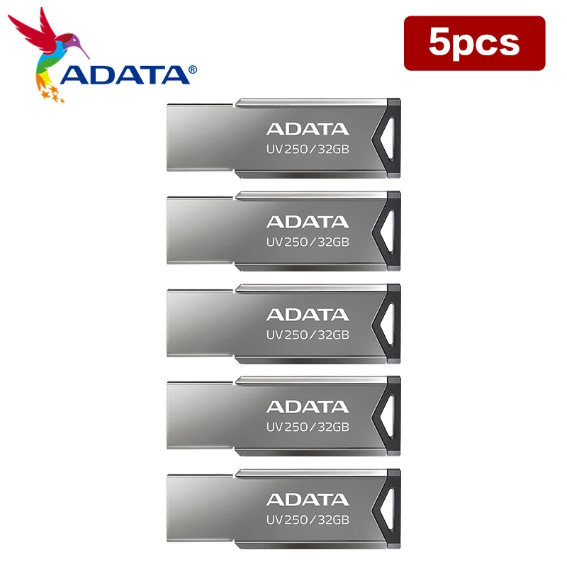 5 adet / grup 100 % Orijinal ADATA UV250 USB Flash Sürücü KLASİK 32 GB 64 GB USB 2.0 Metal Pendrive Mini U Disk Bellek USB Sopa Görüntü 0