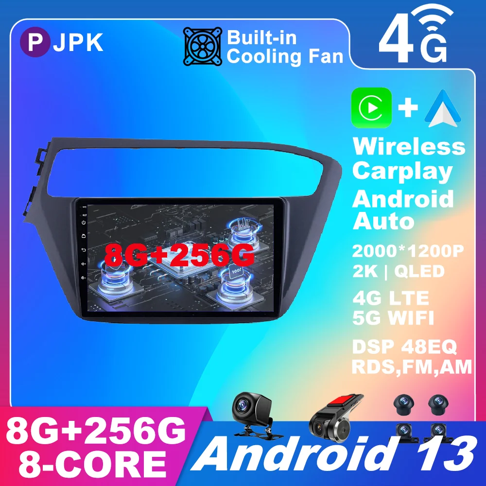 9 İnç Android 13 Hyundai i20 Sol El Sürücü 2018 Araba Radyo Navigasyon GPS RDS DSP AHD Multimedya Kablosuz Carplay Otomatik BT Görüntü 0
