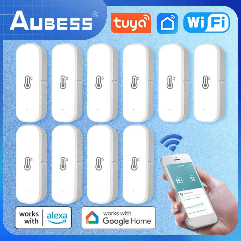AUBESS Tuya Akıllı Ev Wifi Sıcaklık Ve Nem Sensörü Alexa Ve Google Ev Asistanı İle Çalışmak Smartlife Hiçbir Hub Gerekli Görüntü 0