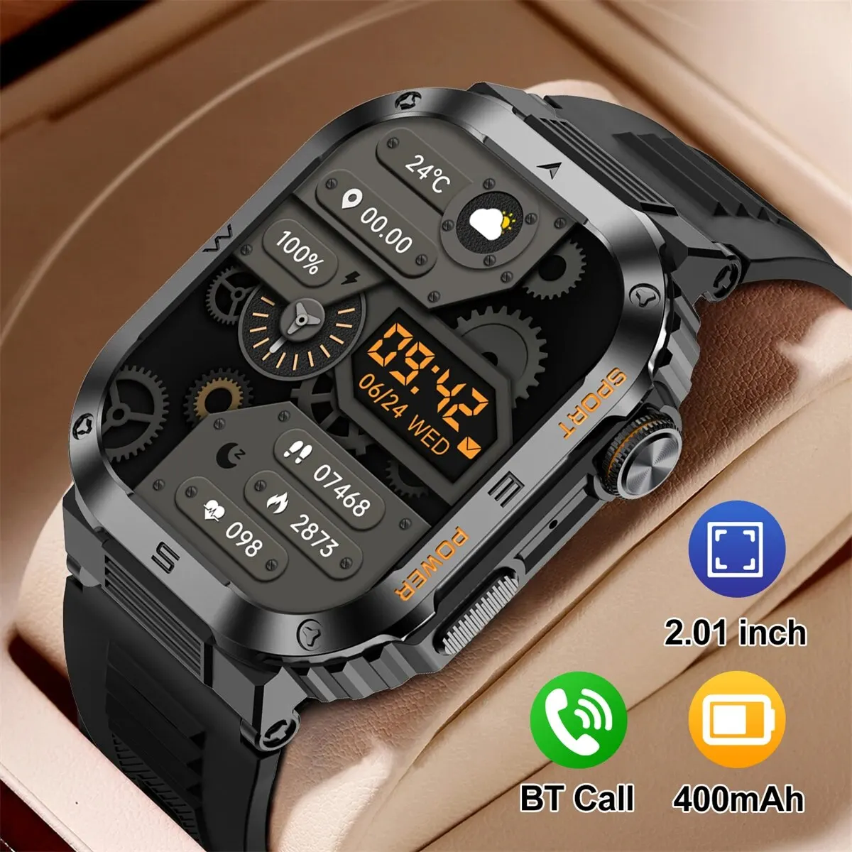 Akıllı saat Erkekler Spor Bluetooth Çağrı Smartwatch Güçlü Pil Ömrü 100 + Egzersiz Modları IP68 Su Geçirmez Spor Kol Saati Görüntü 0