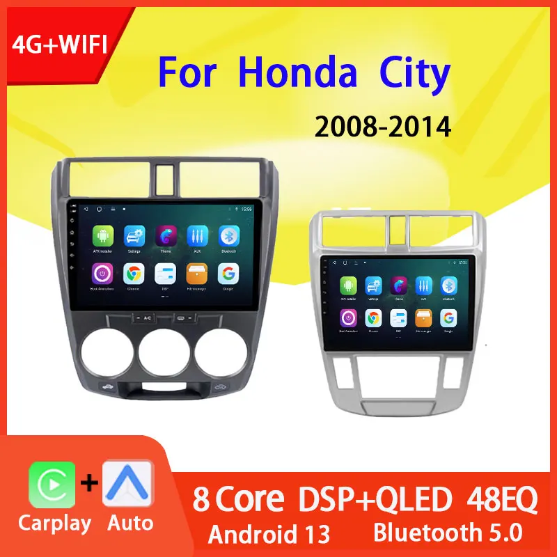 Android 13 Araba Radyo Honda City 2008-2013 için Multimedya Video Oynatıcı Navigasyon GPS stereo Carplay 4G wıfı DSP Kafa Ünitesi 2din Görüntü 0