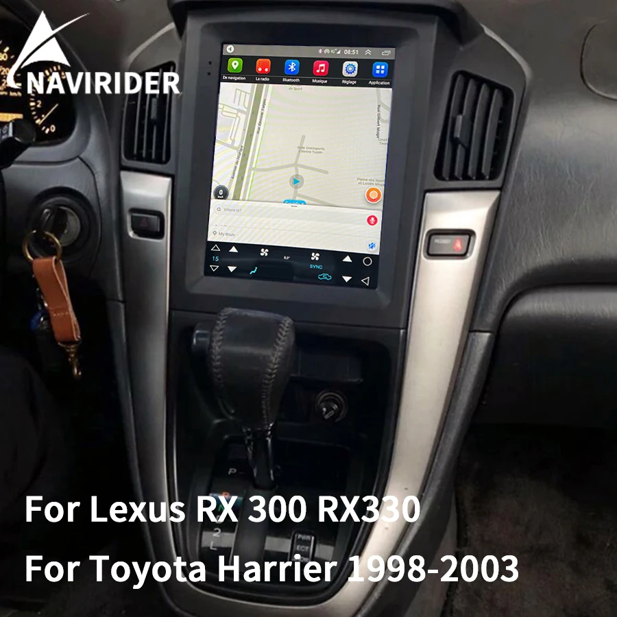 Android 13 Tesla Tarzı Ekran Araba Radyo Carplay Lexus RX300 Toyota Harrier 1999 2001 2002 Stereo GPS Multimedya Video Oynatıcı Görüntü 0
