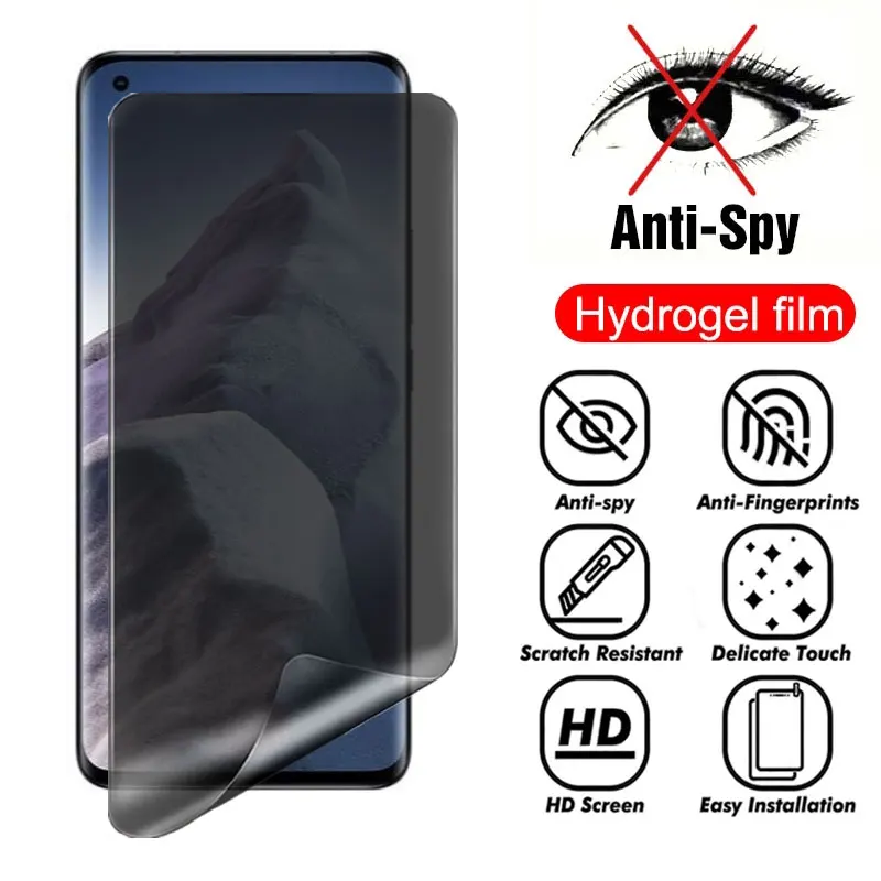 Anti Casus Tam Kapak 3D Hidrojel Film İçin Xiaomi Mi 11 Ultra 12 13 Pro Not 10 Pro Lite Gizlilik Ekran Koruyucu Film Görüntü 0