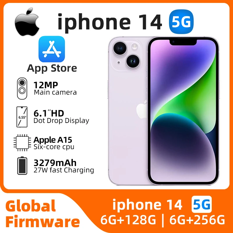 Apple iphone 14 Unlocked 6.1 inç 256G Tüm Renkler İyi Durumda Orijinal kullanılmış telefon Görüntü 0