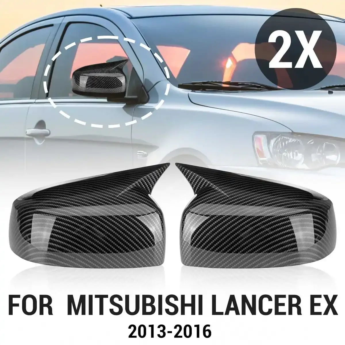 Araba dikiz aynası kapatma kapakları Eklenti Kanat Ayna Kapağı Kapağı Mitsubishi Lancer EX 2013-2016 İçin Olmayan Dönüş Sinyali Modelleri Görüntü 0