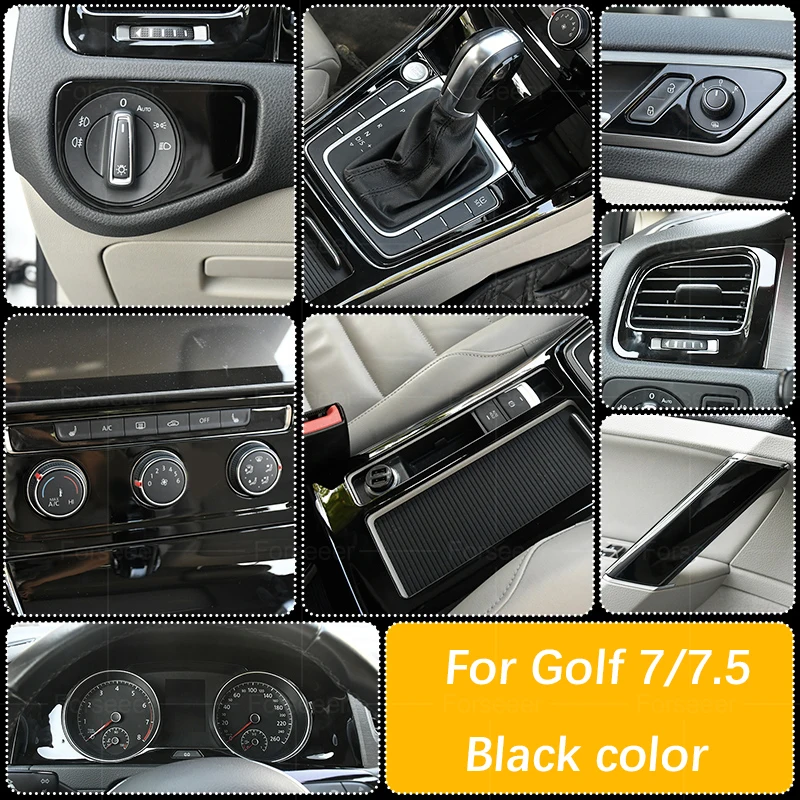 Araba iç Siyah renk Tam Set volkswagen vw Golf 7 İçin Golf 7.5 Etiket hava çıkış Vites Paneli Kapak Trim aksesuarları Görüntü 0