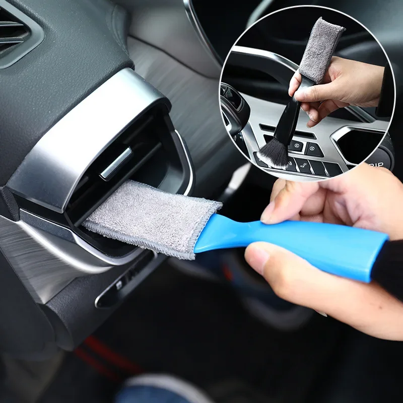 Araba klima hava çıkış temizleme fırçası araba iç temizleme aracı yerine bez kapağı yumuşak saç toz fırçası Görüntü 0