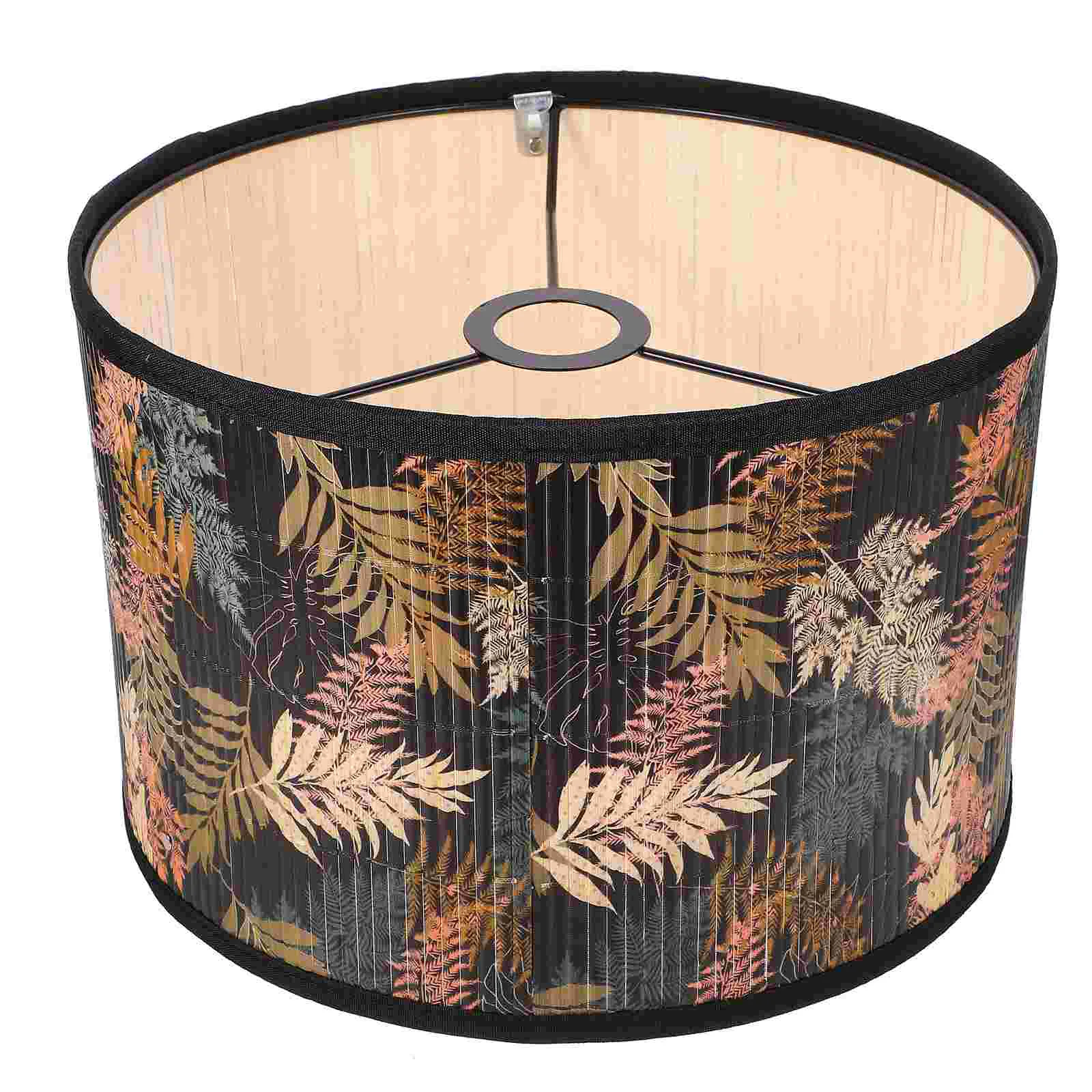 Bambu lamba gölge baskılı abajur Vintage davul kolye ışık gölge ampuller lamba kapağı avize lamba aksesuarı tavan asılı Görüntü 0