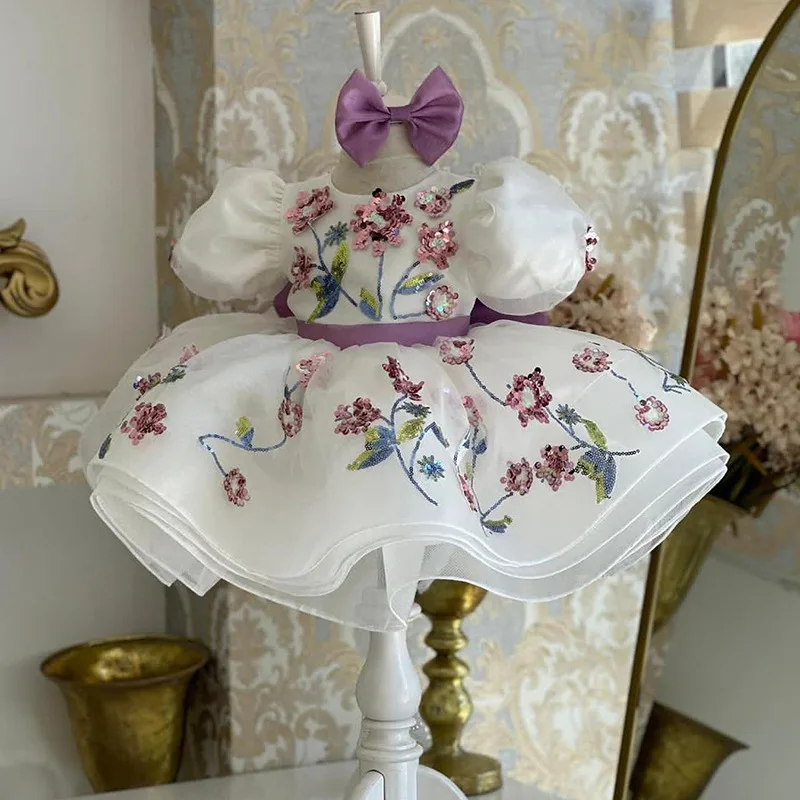 Bayram Gardenwed Tüy Prenses Elbise Kız Doğum Günü Elbise Kabarık Çiçek Kız Elbise Çocuk Elbise Lüks Bebek Kız Elbisesi Görüntü 0