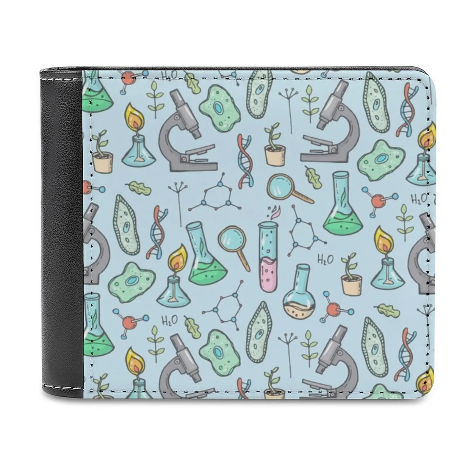Biyoloji Ve Kimya Desen Deri erkek cüzdanları Sıcak Satış Yeni erkek cüzdanı Trend Kart Paketi Çanta Tüp Mikroskop Amip Görüntü 0