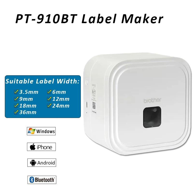 Brother PT - 910BT P-touch Küp etiket yazıcı Yükseltmeleri PT-P300BT Bluetooth tze 6/9/12/18/24mm tze 231 241 251 BANT Görüntü 0