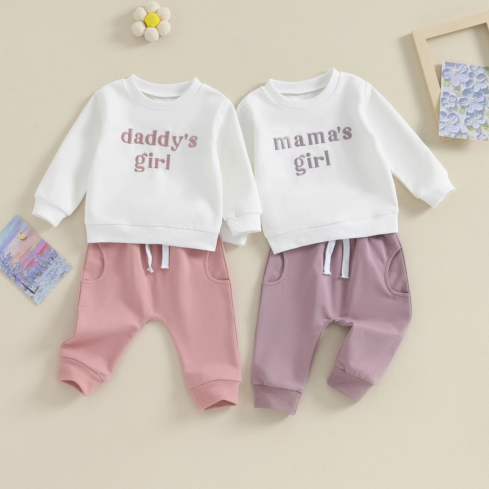 Citgeett Sonbahar Toddler Bebek Kız Güz Giyim Mektup Nakış Baskı Uzun Kollu Kazak Pantolon Kıyafet Suit Görüntü 0