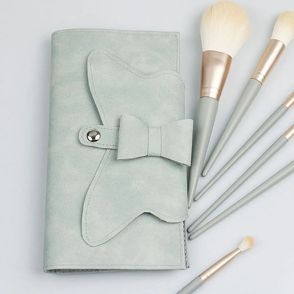 Deri kozmetik çantası Moda Rahat Orijinal makyaj fırçası Çantası Fırça Tutucu Yay Toka Tasarım Kozmetik saklama çantası Kadın Görüntü 0
