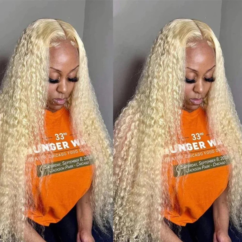 Dınıwıgs uzun Afro kıvırcık peruk kadınlar için sentetik dantel ön peruk sarışın derin kıvırcık sentetik peruk Tutkalsız ısı Fiber saç Cosplay Görüntü 0