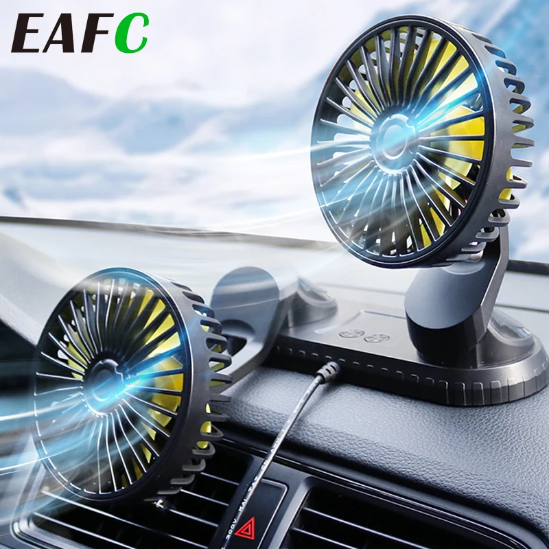 EAFC Mini araba fanı 360 Derece Dönen Soğutma Rüzgar Düşük Gürültü Yaz Araba Klima Soğuk Fan Havalandırma Araba Ev 5V USB Görüntü 0