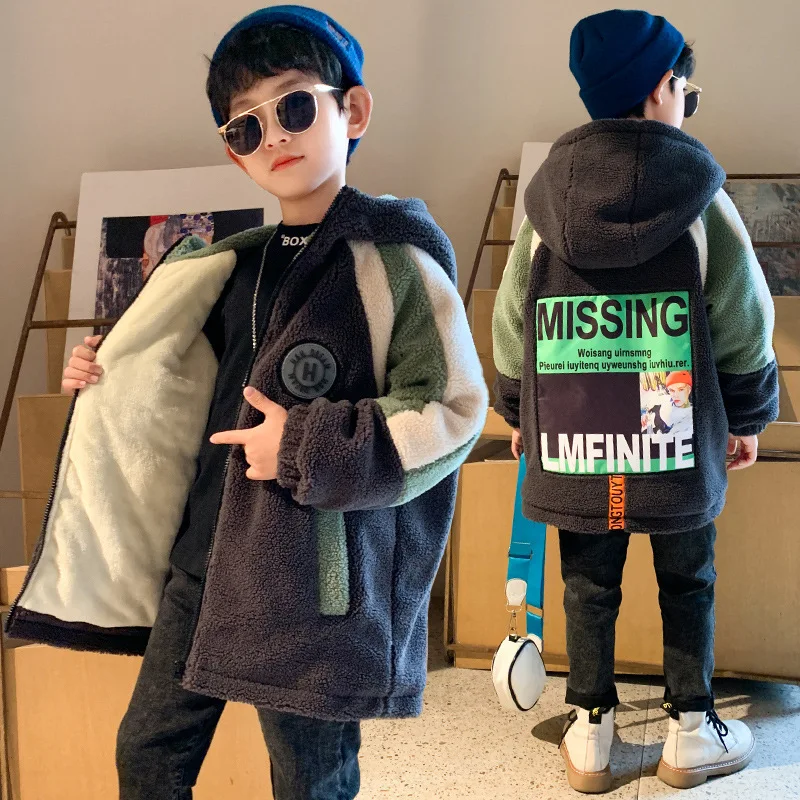 Erkek Ceket Ceket Pamuk Giyim Rüzgarlık 2023 Zarif Kalınlaşmak Kadife Kış Sıcak Okul Spor çocuk Giyim Görüntü 0