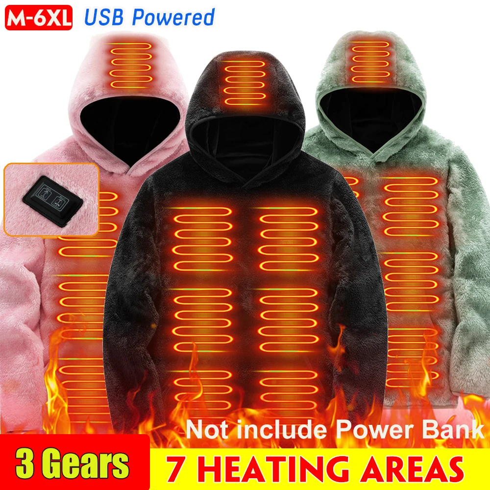 Erkekler kadınlar ısıtmalı ceket kış ısıtmalı giyim USB elektrikli ısıtmalı Hoodies sıcak tutmak yürüyüş gömlek ceket kayak ısıtmalı yelek Görüntü 0