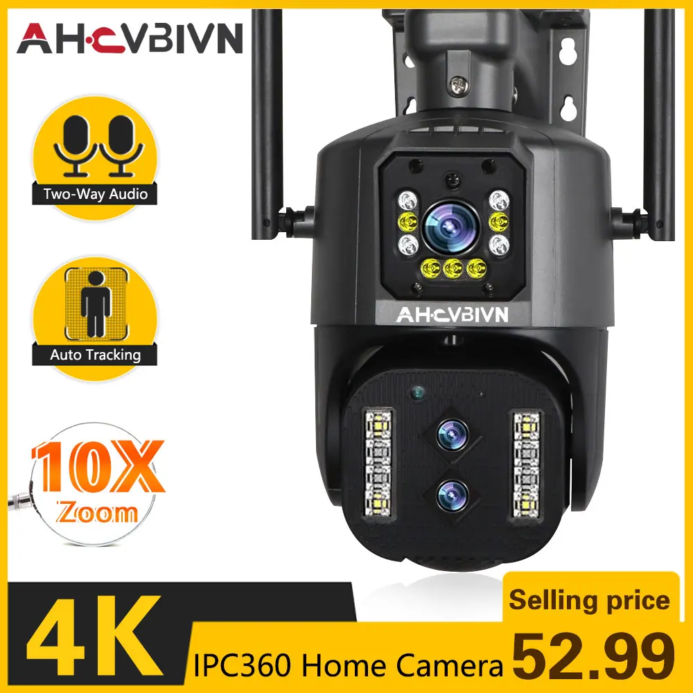 FHD 4K 8MP Çift Lens WiFi IP Kamera Açık Güvenlik Koruma CCTV 360 PTZ Video Güvenlik Kamera Akıllı Ev Gözetim IP Cccam Görüntü 0