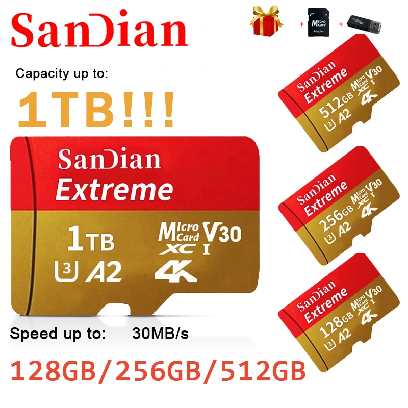 Flash SD Kart 128GB 256GB Yüksek Hızlı Hafıza Kartı 1TB 512GB Mikro TF/SD Kart Class10 Akıllı SD Kart için Akıllı Telefon/PC/Dizüstü Bilgisayar 2023 Görüntü 0