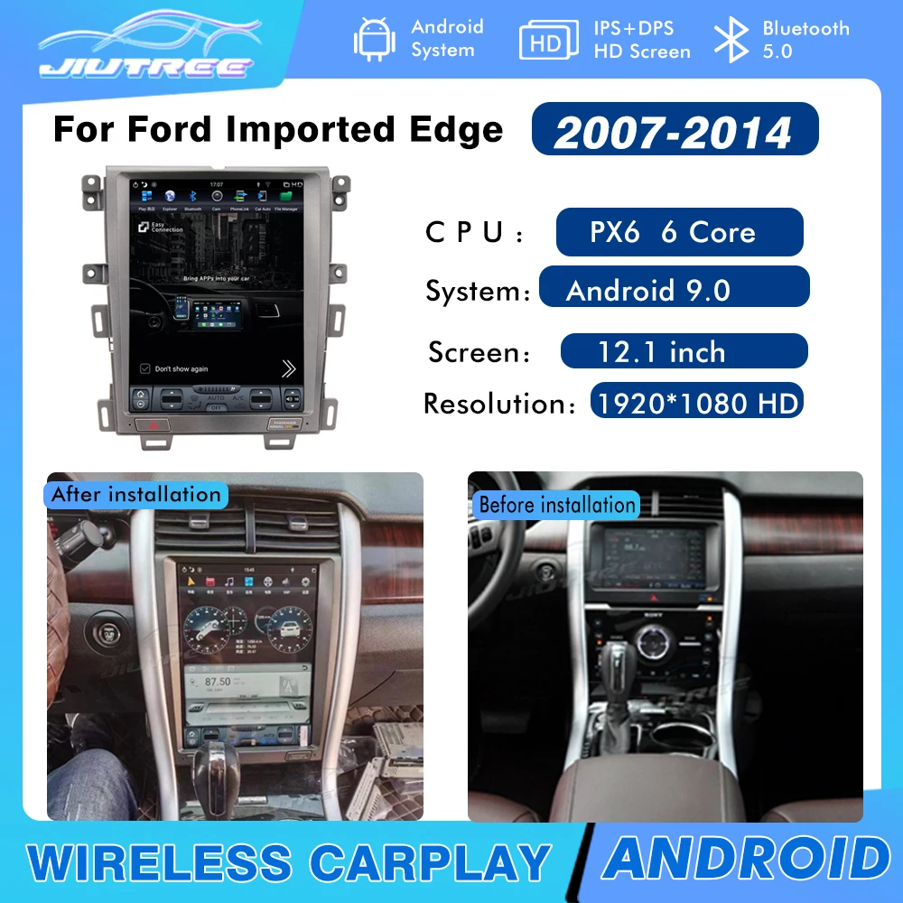 Ford İthal Kenar 2007-2014 için PX6 12.1 inç Android Araba Radyo Multimedya Oynatıcı Otomatik Stereo teyp GPS Navigasyon Görüntü 0
