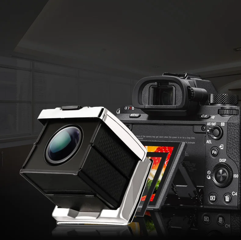 GGS altın çelik vizör SLR cep mercek Canon Nikon Sony için vizör kamera filmi güneşlik çerçeve SLR göz maskesi Görüntü 0