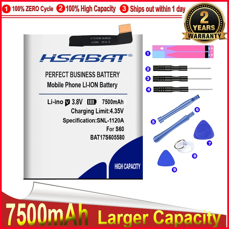HSABAT 0 döngüsü 7500mAh Pil BAT17M15580 ve BAT17S605580 DOOGEE S60 Mükemmel Değiştirme-ücretsiz kargo Görüntü 0