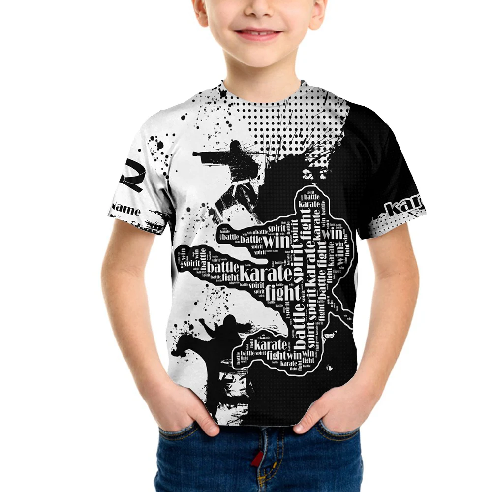 KARATE Sevgilisi Spor Erkek T Shirt kısa kollu üst Kız Çocuk Giyim yazlık t-shirt Tee Yürümeye Başlayan Giysi 2-8 Yıl-10 Görüntü 0