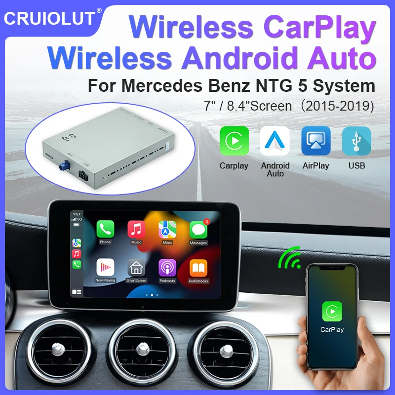 Kablosuz CarPlay Android Otomatik Mercedes Benz için NTG 5 A B C D E GLA GLC GLE GLS V Sınıfı CLS CLA Coupe Modülü Dekoder Ayna Bağlantı Görüntü 0