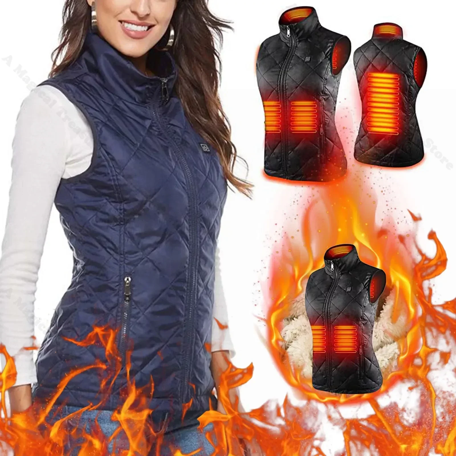 Kadın ısıtma yelek sonbahar ve kış pamuk yelek USB kızılötesi elektrikli ısıtma takım elbise kadın esnek termal kış sıcak ceket Görüntü 0