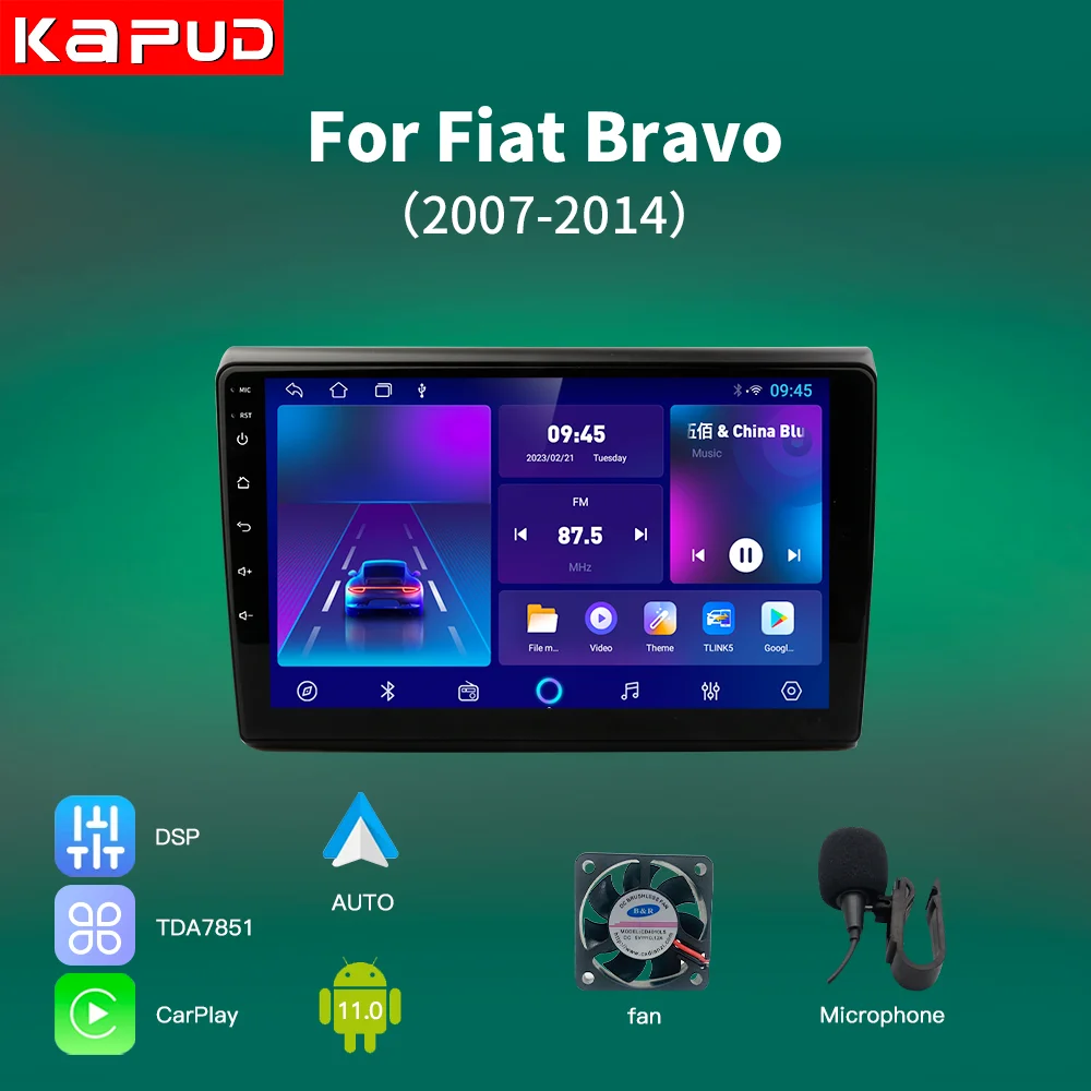 Kapud GPS 4G Android 11 Araba Radyo Multimedya Oynatıcı Fiat Bravo 2007 İçin 2010 2012 2014 Navigasyon Stereo DSP CarPlay wıfı SWC Görüntü 0